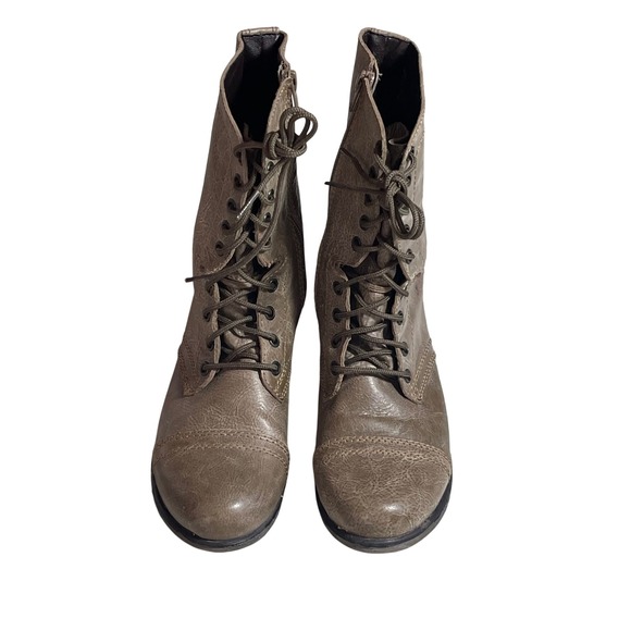 Steve Madden Troopa Leather Lace Up Combat Boots Brown Women's Size 8M - Picture 2 of 8